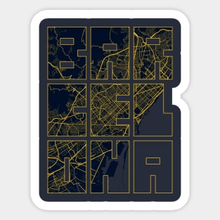 Barcelona, Spain City Map Typography - Gold Art Deco Sticker